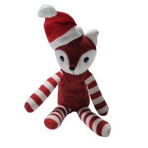 Galerie Sock Fox 12 inch Plush Christmas Red White Striped Stuffed Animal Toy